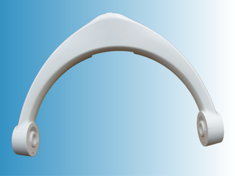 White curved molded component with end mounting features